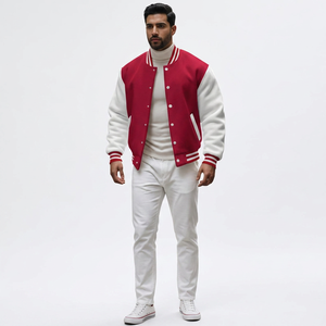 Custom <b>Men's</b> Stand Collar Varsity <b>Jacket</b> Front Logo College Baseball Bomber Warm Outerwear for Autumn/Winter Sports Activities - Product Image 1