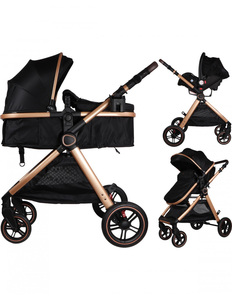 Poussette bébé à poignée réversible et position haute, roues en caoutchouc anti-crevaison, absorption des chocs, grand landau souple, cadre en aluminium - Product Image 1