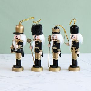 Juego de adornos de Cascanueces de 13cm de madera <span class=keywords><strong>negra</strong></span>, adornos navideños de Cascanueces, 4 Uds. - Product Image 4