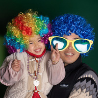 Halloween fête Afro perruque Clown fou coloré cheveux bouclés Cosplay Costume carnaval perruque ventilateur thème sauvage coiffure