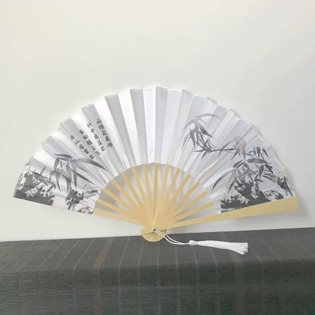 Custom High Quality Printed Silk Logo Folding Personalized Black Bamboo Hand Held Fan for Printed Fans