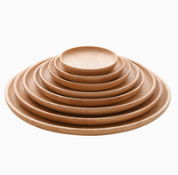 Assiette en bois de caoutchouc naturel, plateau de service rond personnalisable en plusieurs tailles, assiette en bois de qualité alimentaire pour la maison