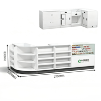 Comptoir de caisse de supermarché en bois, comptoirs de caisse personnalisés avec design en marbre, bureau de caisse avec étagères