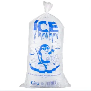 BPA משלוח מזון כיתה בטוח 10 £ קרח שקיות כבד החובה מודפס שרוך קרח שקיות אריזה קרח קוביות