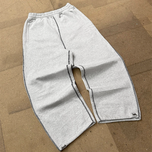 Pantaloni Larghi Personalizzati da <span class=keywords><strong>Uomo</strong></span> con Strisce Cucite Abbinabili, Apertura Gamba Regolabile, OEM, Pantaloni Oversize <span class=keywords><strong>a</strong></span> Gamba Dritta - Product Image 2