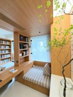 Meuble de lecture multifonctionnel sur mesure avec bureau intégré et banc de fenêtre pour appartement ou bureau à domicile
