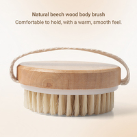 Brosse corporelle exfoliante premium en bois avec nœuds de massage, brosse de bain exfoliante pour la peau, brosse de douche à main avec sangle