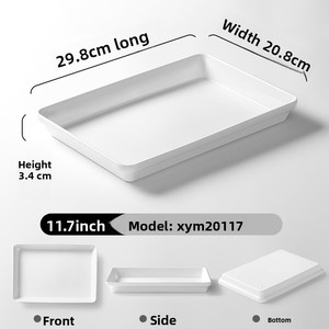 Bền Và Không Thể Phá Vỡ <span class=keywords><strong>Melamine</strong></span> Đồ Ăn Tấm Nhựa Hiện Đại Biểu Tượng Tùy Chỉnh Đảng Nhà Máy Hình Chữ Nhật Bộ Đồ Ăn Màu Trắng - Product Image 6