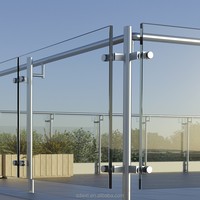 Système de clôture de balcon en verre feuilleté sans cadre, minimaliste et moderne, avec rail supérieur en aluminium, résistant à l'eau et à la rouille, pour escalier de villa