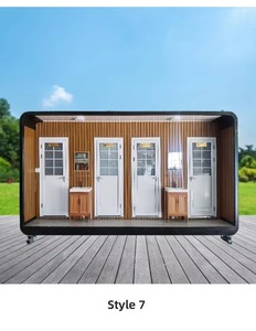 Cabine de toilette en bois portable, design minimaliste, pour usage public extérieur, forme rectangulaire - Product Image 4