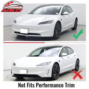 Pour Tesla Model 3 2024-2025, lèvre de pare-chocs avant en PP noir mat, 3 pièces - Style IKON V4, pièces automobiles de haute qualité, kit carrosserie - Product Image 2