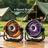 Ventilateur USB rechargeable à trois vitesses, contrôlé par application, réglage des vitesses à distance, mini ventilateur de bureau/extérieur, veilleuse douce pour voiture