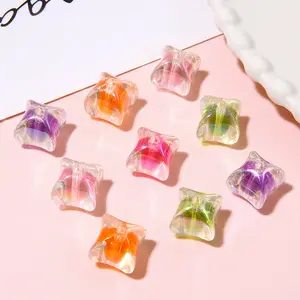 Acrylic màu trong suốt bánh sandwich Peach tim tay beading DIY handmade Loose Acrylic tiêu cự hạt Đối với trang sức phụ kiện