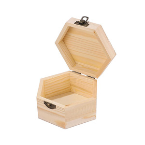 Caja de Joyería Hexagonal de Madera, Color Madera Natural, Caja de Almacenamiento de Escritorio, Caja de Regalo - Product Image 5
