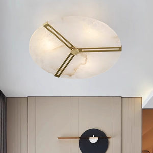 Lámpara de techo de cobre redonda decorativa nórdica para Hotel, sala de estar, dormitorio, luz de techo Led de alabastro Simple moderna - Product Image 4