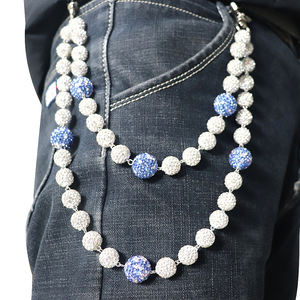 العديد من الاسلوب مخصص ديسكو الكرة مطرز حقيبة قلادة الطبقات الجينز سلاسل حجر الراين الخرز سلسلة حزام للرجال والنساء - Product Image 4