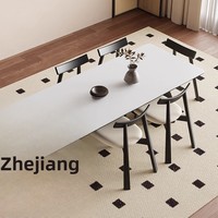 Französischer Retro-Stil 4-Sitzer Esstisch-Stuhl-Set Modern Minimalistisch Kleine Wohnung Mid-Century-Stil Schiefer-Esstisch