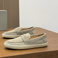 Mocassins en daim pour hommes de style italien, originaux, à enfiler, avec semelle en jute tressée, chaussures espadrilles décontractées vintage