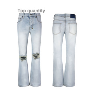 Jeans ks Light <span class=keywords><strong>Bui</strong></span> en coton délavé et déchiré de luxe de qualité supérieure jeans évasés pour hommes vente en gros - Product Image 1