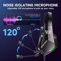Casque de jeu filaire circum-auriculaire OEM/ODM avec micro à réduction de bruit active, son stéréo éclairé par RVB pour PC, PS5, Xbox, Switch