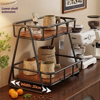 Étagère de rangement en fer à double couche, style méditerranéen, moderne, minimaliste, multifonctionnelle, détachable, en bois, pour épices et vaisselle