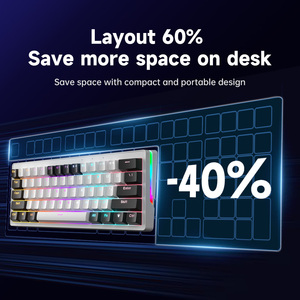 Teclado Mecánico para Juegos con Montaje Gasket, 61 Teclas, Hot Swap, USB-C, Cableado, LED, Ergonómico, Teclas ABS, Interruptores Silenciosos Laterales, Nuevo - Product Image 3
