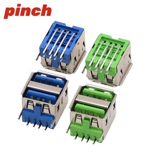 Connecteur USB femelle double couche 2 ports, longueur 11,5 mm, montage sur circuit imprimé, type A, corps court à 90 degrés - Product Image 3