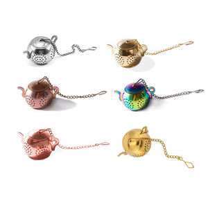 Infuseur à thé en vrac en forme de théière WELAND de haute qualité, en acier inoxydable, <span class=keywords><strong>filtre</strong></span> à thé en feuilles, <span class=keywords><strong>filtre</strong></span> arc-en-ciel or argent - Product Image 4