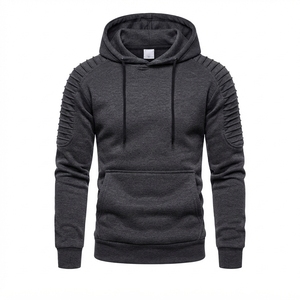 Sweat-shirt à capuche pour homme, chaud et doublé polaire, coupe-vent, uni, en polyester et coton, décontracté, pour l'extérieur, vente en gros - Product Image 1