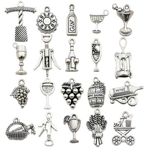 Antique Silver Alloy Wine Series Pendant Mixed Shapes DIY Jewelry Accessories For <b>Bracelet</b> Necklace Making - Product Image 5
