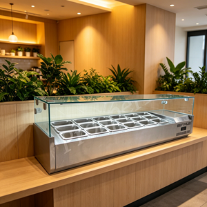Comptoir réfrigéré en acier inoxydable, station de préparation, plan de travail pour salades et pizzas, <span class=keywords><strong>mini</strong></span> table de refroidissement pour ingrédients et garnitures - Product Image 6