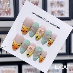 Decoraciones de <span class=keywords><strong>Uñas</strong></span> Acrílicas 3D con Flores Coloridas y Verdes Primaverales, Arte de <span class=keywords><strong>Uñas</strong></span> Naturales de Alta Calidad, <span class=keywords><strong>Hermosas</strong></span> <span class=keywords><strong>Uñas</strong></span> Postizas Reutilizables - Product Image 6