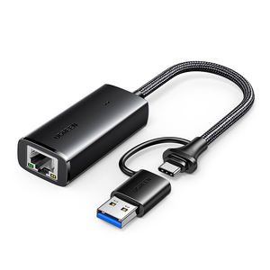 Adaptador UGREEN 2 en 1 USB a Ethernet, adaptador <span class=keywords><strong>de</strong></span> red <span class=keywords><strong>de</strong></span> <span class=keywords><strong>1000</strong></span> <span class=keywords><strong>Mbps</strong></span>, adaptador <span class=keywords><strong>de</strong></span> <span class=keywords><strong>Internet</strong></span> LAN con cable RJ45 para PC portátil - Product Image 1