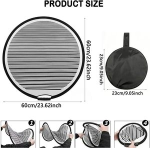 Panneau réflecteur de lumière PDR circulaire rayé extra large de 80 cm, flexible, pliable et portable, conçu pour la réparation de bosses de véhicules - Product Image 2
