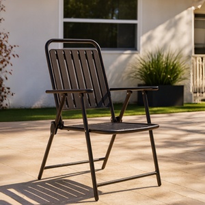 Silla Plegable de Acero para Exteriores con Reposabrazos, Asiento Resistente para Patio, Silla Plegable con Marco de Acero Ligero para Jardín - Product Image 1