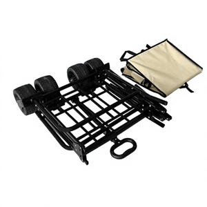 Chariot pliable portable en acier inoxydable à quatre roues, double usage, facile à plier, pour le camping, les courses en extérieur, chariot pour enfants - Product Image 4