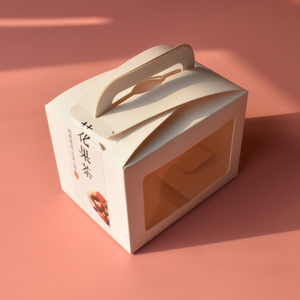 Cumpleanos Caja de papel portátil de lujo Caja de regalo de la torta con ventana de PVC transparente impreso Logo para llevar - Product Image 5