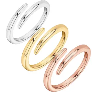 Open Twist Eternity Ban Eternity Band for Women Girls Gold Rings Trendy Adjustable Stainless Steel Engagement Ring for Women
