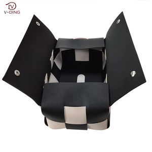 लक्जरी हाथ से बुने हुए पु चमड़े के ऊतक बॉक्स चेकरबोर्ड पैटर्न वाटरप्रूफ नैपकिन धारक - Product Image 6