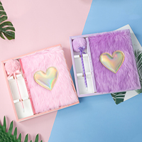 Deli — ensemble de stylos et portable en peluche, stylo et Notebook de luxe, rose violet, articles de papeterie, en Stock, Promotion, cadeau pour filles, nouveau Design 2020