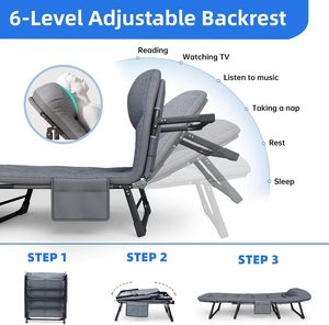 Cama de Camping Plegable con Altura Ajustable, Cama <span class=keywords><strong>para</strong></span> Adultos con Bolsa de Almacenamiento, Cama Portátil <span class=keywords><strong>para</strong></span> Viajes, Playa, Parque, Oficina, Siesta - Product Image 4