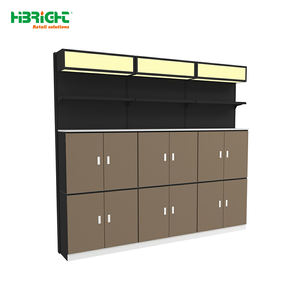 رف نبيذ قائم بذاته متين من الفولاذ والخشب مع إضاءة - Product Image 5