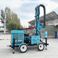 Machine de forage de puits flexible de 100 m, 300 m, 250 mètres montée sur roues pour puits d'eau avec alimentation pneumatique