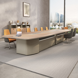 Table de conférence moderne avec finition placage, bureau de réunion de haute qualité, table de salle de réunion, mobilier de direction de luxe - Product Image 2