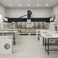Máquina de corte de cinco ejes CNC con sierra de puente y corte en bisel, con servomotor, bomba y engranajes para corte de losas de piedra en encimeras de cocina