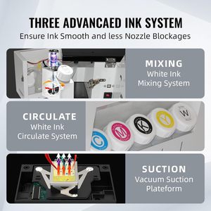 A3+ Dual XP600 Flatbed Printer 5760 1440dpi DTF Transfer <b>Printing</b> <b>Machine</b> for T-Shirts Hats 6 500ml Inks White Ink Mixing 500ml - Product Image 2