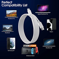 Cable de Datos Premium de 3 pies (1 m) Tipo C a Tipo C, Cable de Carga USB-C de 6 Pies, Cable de Carga Rápida Tipo C Personalizado