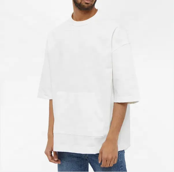 Camiseta de manga larga con capucha para hombre, camiseta de cáñamo con bolsillo canguro