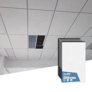 Tuiles acoustiques en laine de roche ignifuge de marque OEM, panneaux <span class=keywords><strong>d</strong></span>'<span class=keywords><strong>art</strong></span>, plafond en tuiles, plafond suspendu pour bureaux, grille plus haute - Product Image 1