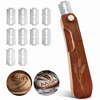 Couteau à grigner le pain Joho en bois dur, lame rétractable double tranchant en acier inoxydable pour pain au levain, vente en gros OEM ODM